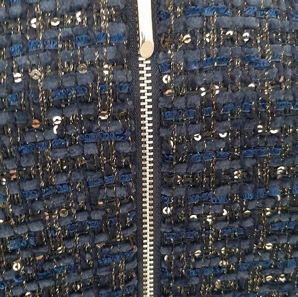 White House Black Market Lurex Sequin Navy Tweed Dress Size 0 NWT - Picture 7 of 11